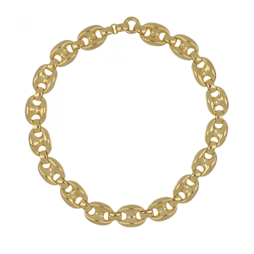 Italian 18K Gold Puffy Mariner Link Necklace