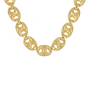 Italian 18K Gold Puffy Mariner Link Necklace