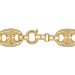 Italian 18K Gold Puffy Mariner Link Necklace