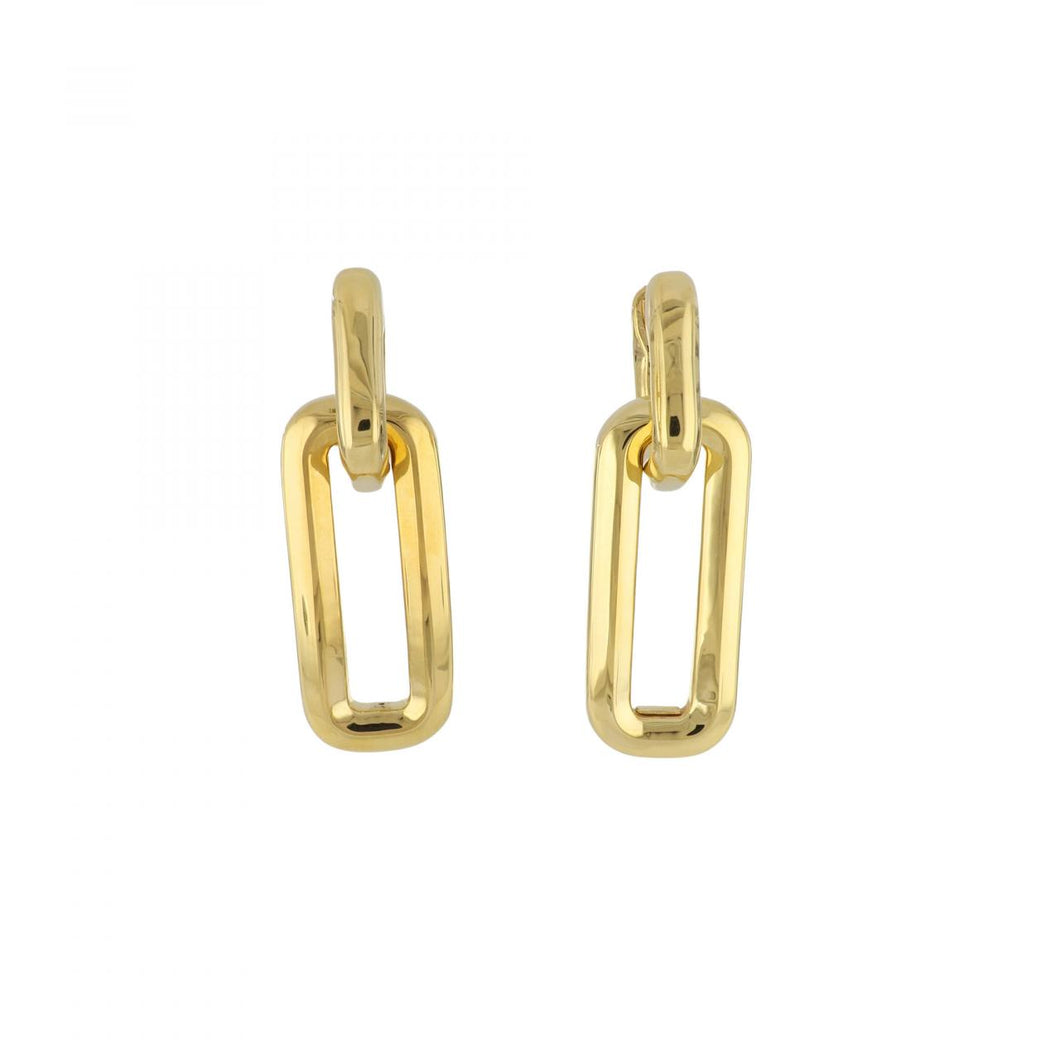 18K Italian Gold Square Link Drop Earrings