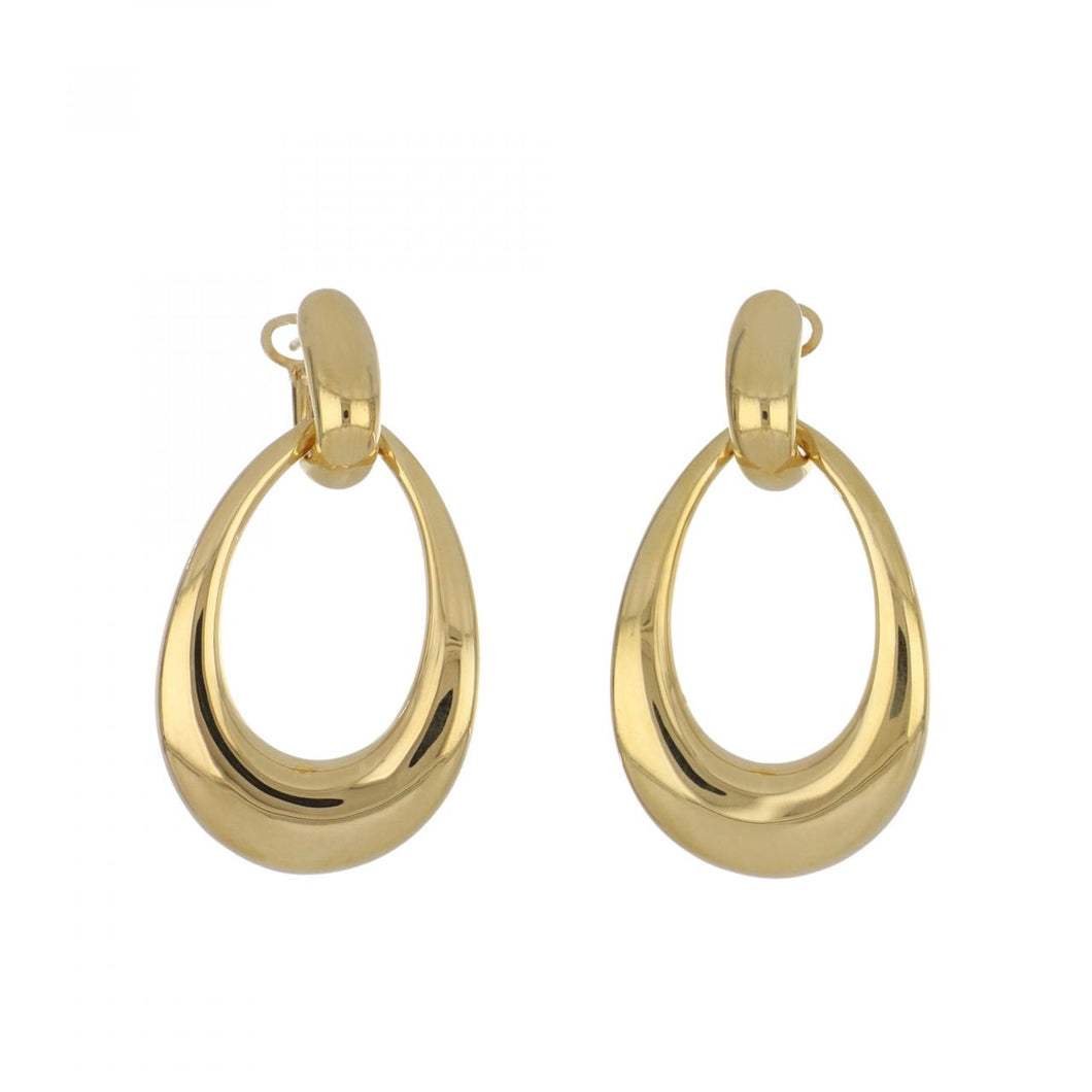 Italian 18K Gold Oval Drop Earrings