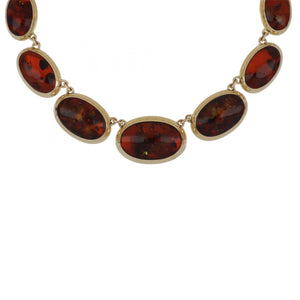 Estate 14K Gold Amber Necklace and Earring Set