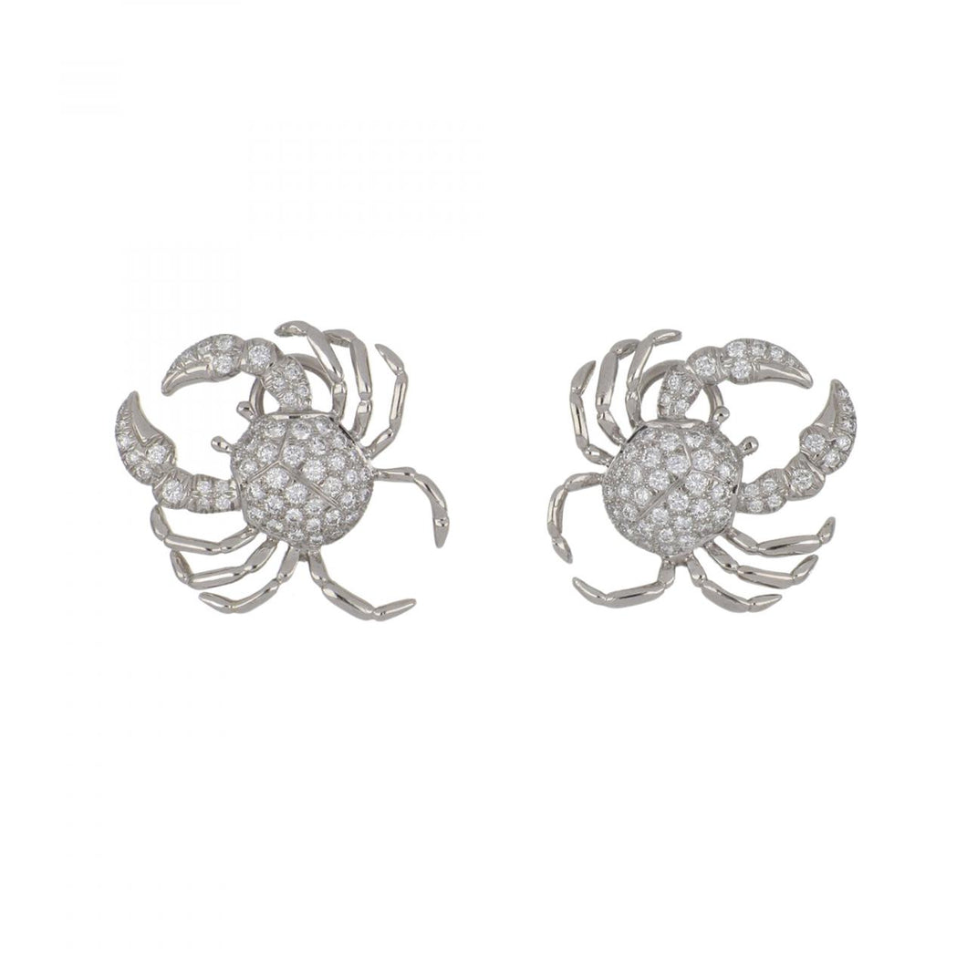 Vintage 1990s Tiffany & Co Platinum Diamond Crab Earrings