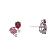 Load image into Gallery viewer, 18K White Gold Tourmaline and Diamond Stud Earrings
