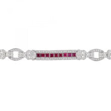 Load image into Gallery viewer, Vintage Art Deco-Style Platinum Ruby and Diamond Bracelet
