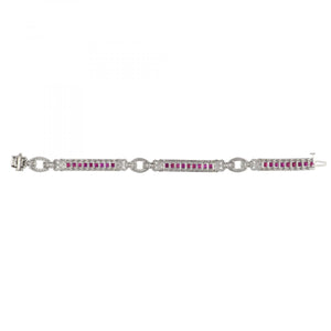 Vintage Art Deco-Style Platinum Ruby and Diamond Bracelet
