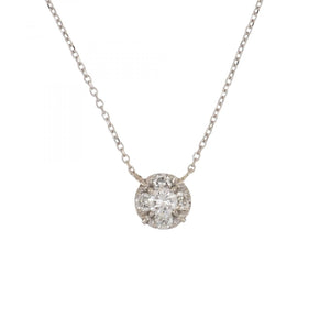 14K White Gold Diamond Cluster Necklace
