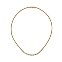 Load image into Gallery viewer, Vintage 18K Gold Emerald and Diamond Wheat Chain Necklace
