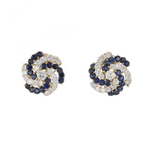 Load image into Gallery viewer, Vintage 1990s 14K Gold Sapphire and Diamond Pinwheel Earrings
