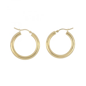 14K Gold 1 Inch Tube Hoop Earrings