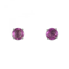 Load image into Gallery viewer, 18K White Gold Pink Sapphire Stud Earrings
