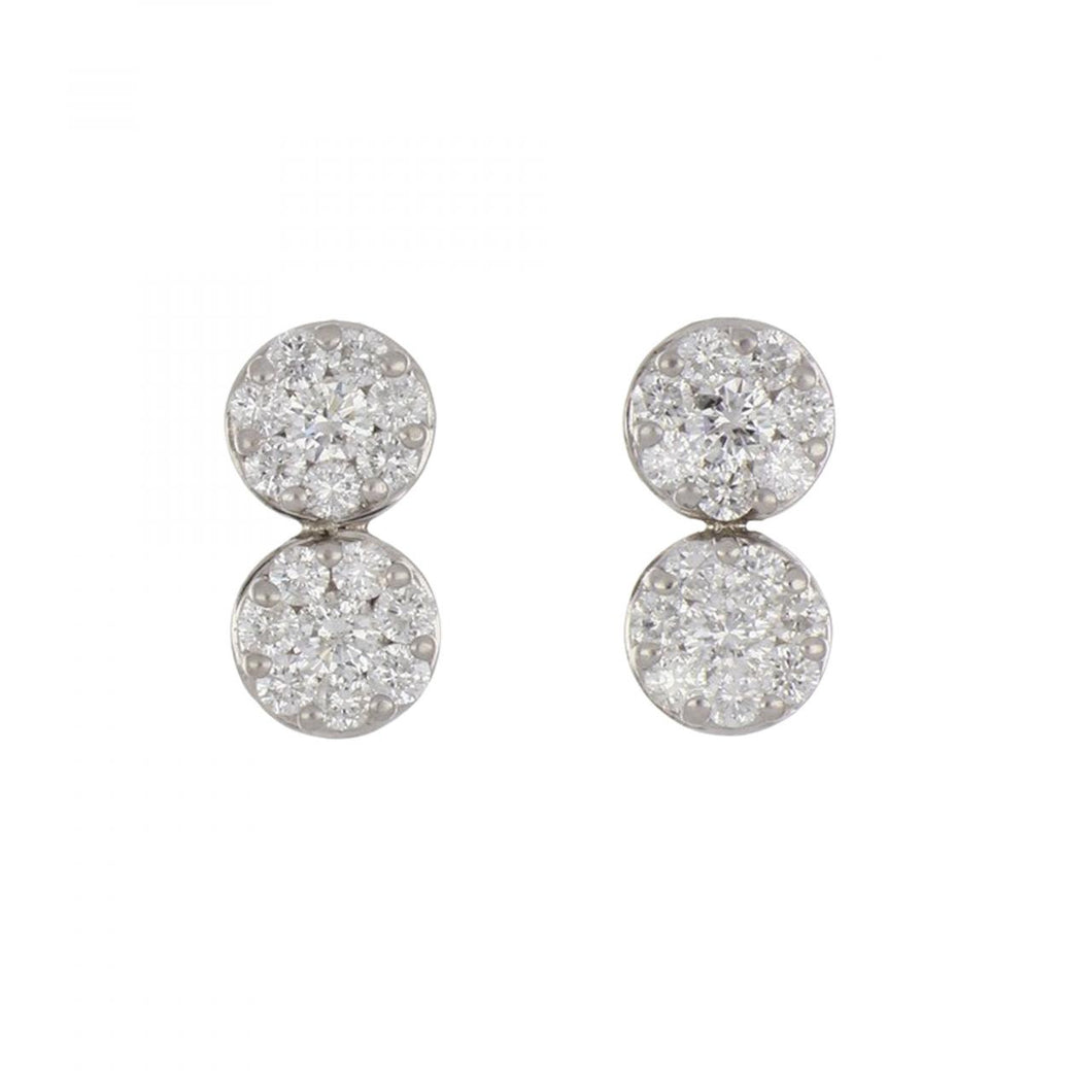 14K White Gold Diamond Cluster Drop Earrings