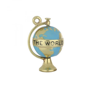 14K Gold Enamel Globe Charm