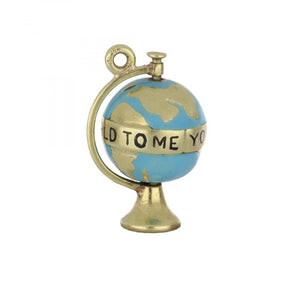 14K Gold Enamel Globe Charm