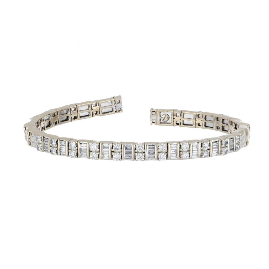 18K White Gold Flexible Diamond Cuff Bracelet