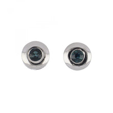 Load image into Gallery viewer, 18K White Gold Sapphire Stud Earrings
