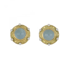 Load image into Gallery viewer, Katy Briscoe 18K Gold Aquamarine Button Earrings
