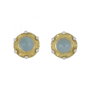 Katy Briscoe 18K Gold Aquamarine Button Earrings