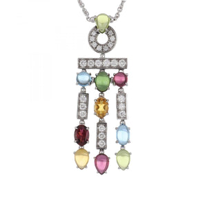 Bulgari 18K White Gold Allegra Gemstone Necklace Tenenbaum Jewelers