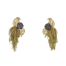 Load image into Gallery viewer, Gold Fringe Sapphire Earrings
