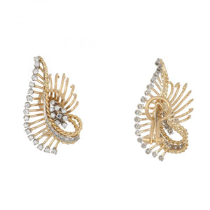Retro 18K Rose Gold Wire Earrings with Diamonds