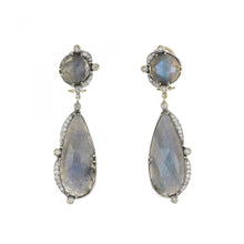 Load image into Gallery viewer, Estate Sterling Silver and 14K Gold Labradorite Drop Earrings
