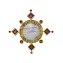 Load image into Gallery viewer, Elizabeth Locke 18K Gold Venetian Glass and Pink Tourmaline Intaglio Pin
