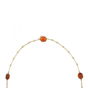 18K Gold Fire Opal Necklace and Drop Earrings