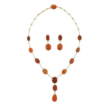 Load image into Gallery viewer, 18K Gold Fire Opal Necklace and Drop Earrings
