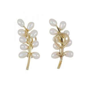 Vintage Cellino 18K Gold Pearl Ear Climbers