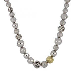 Estate David Yurman Sterling Silver and Gold Bead Element Necklace