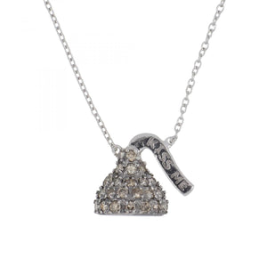 18K White Gold "Kiss Me" Chocolate Diamond Pendant Necklace