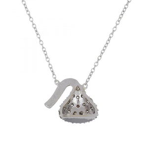 18K White Gold "Kiss Me" Chocolate Diamond Pendant Necklace