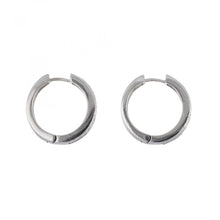 Load image into Gallery viewer, 14K White Gold Sapphire and Diamond Hoop Earrings
