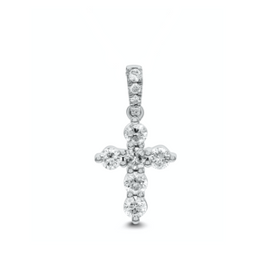 18K White Gold Diamond Tiny Cross Pendant