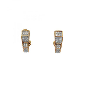 Mid-Century 14K Gold and Pavé Diamond Earrings