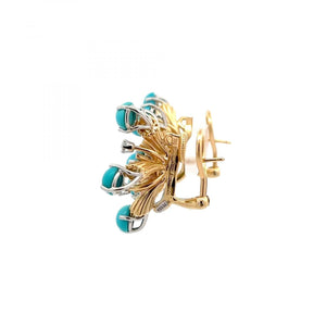 Tiffany & Co. 18K Gold Turquoise Snowflake Earrings