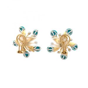 Tiffany & Co. 18K Gold Turquoise Snowflake Earrings