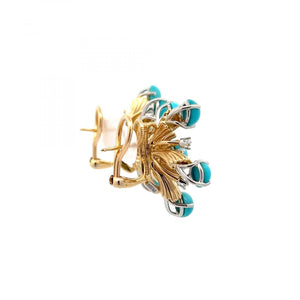 Tiffany & Co. 18K Gold Turquoise Snowflake Earrings
