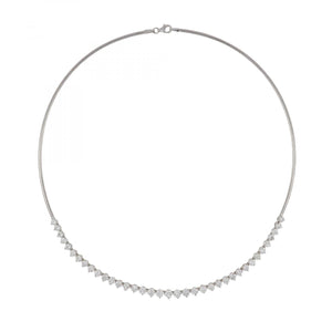 Platinum and 18K White Gold Diamond Omega Necklace