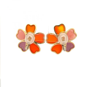 18K Gold Multi-Gemstone Flower Earrings