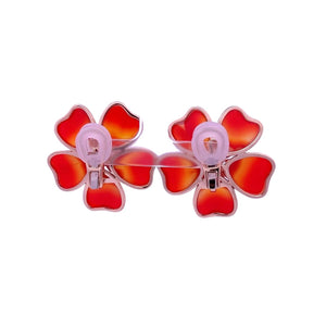 18K Gold Red Agate Flower Earrings