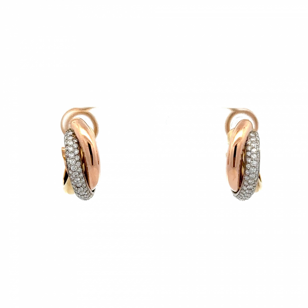 Cartier 18K Gold Tri-Color Trinty Hoop Earrings