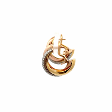 Load image into Gallery viewer, Cartier 18K Gold Tri-Color Trinty Hoop Earrings
