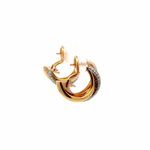 Load image into Gallery viewer, Cartier 18K Gold Tri-Color Trinty Hoop Earrings
