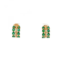 Load image into Gallery viewer, Maharaja 18K Gold Emerald Huggie Earrings
