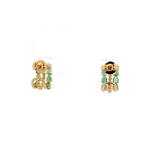 Maharaja 18K Gold Emerald Huggie Earrings