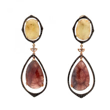 Load image into Gallery viewer, Maharaja 18K Gold Tri-Color Gold Sapphire Slice Earrings
