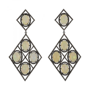 Maharaja Sterling Silver Oversized Opal Drop Earrings