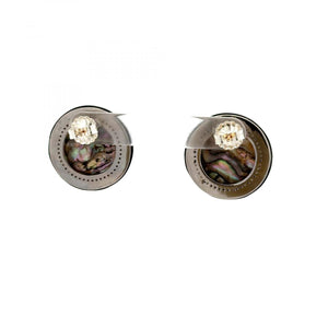 Maharaja Sterling Silver Mother-of-Pearl Button Earrings